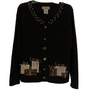 Timberlea Black Cardigan with Gold Accents